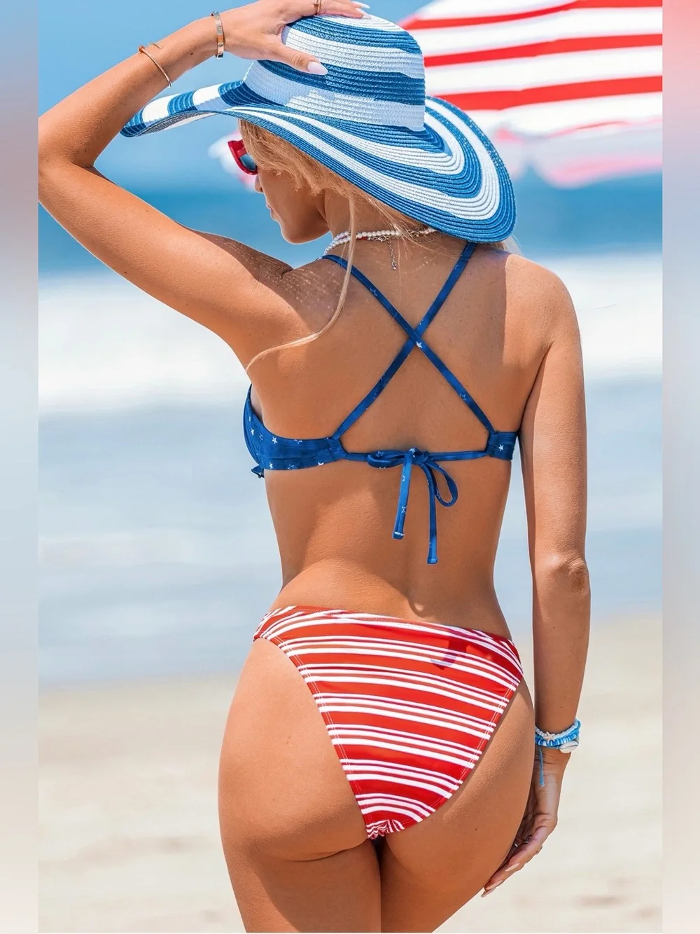 CUPSHE Firecracker Fizz Striped Bikini Set - Picture 2 of 7